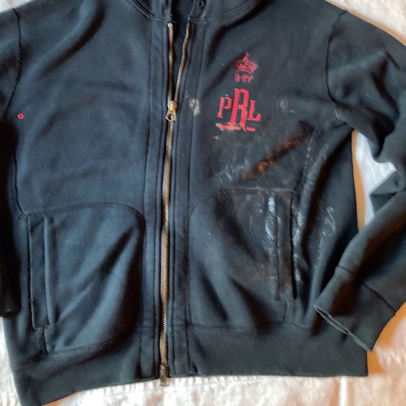 Polo Ralph Lauren mens ebony cotton hoodie, red black gloss printing on front - Picture 2 of 15